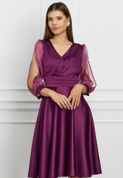 Rochie Ella Collection Anda mov cu maneci din lurex imagine