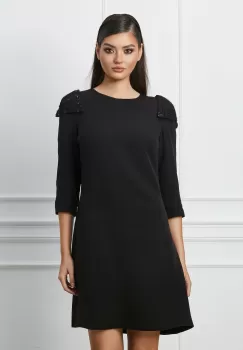 Rochie Ella Collection Anica neagra cu paiete si decupaje la umeri imagine