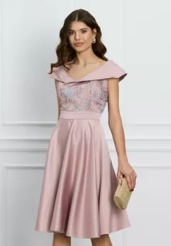 Rochie Ella Collection Anisa roz cu dantela la bust imagine