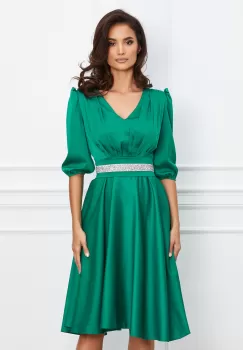 Rochie Ella Collection Aria verde deschis cu cordon in talie imagine