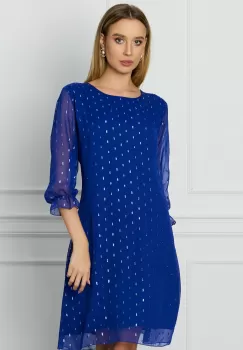 Rochie Ella Collection Dolores albastra cu insertii din fir lurex imagine