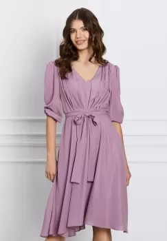 Rochie Ella Collection Inna roz cu fir lurex si cordon in talie imagine