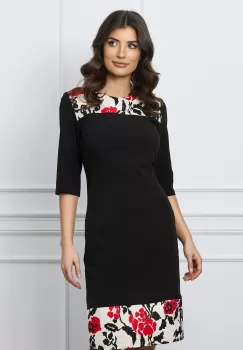 Rochie Ella Collection JJ neagra cu imprimeuri florale imagine
