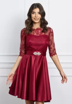 Rochie Ella Collection Mimi bordo cu dantela la bust si cordon in talie imagine