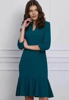 Rochie Erika verde cu volan la baza imagine