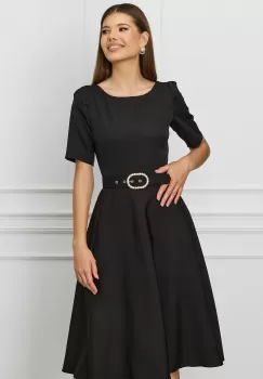 Rochie Gabi neagra cu buzunare si curea in talie imagine