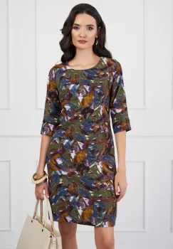 Rochie Iarina kaki cu imprimeuri grena imagine