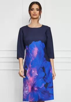 Rochie Ioana bleumarin cu imprimeu indigo imagine