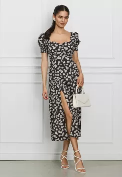 Rochie Julie neagra cu floricele albe imagine