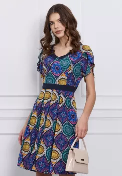 Rochie Kara bleumarin cu imprimeu mandala colorat imagine