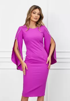Rochie LaDonna mov cu strasuri pe maneci imagine