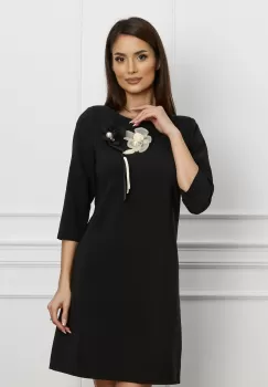 Rochie LaDonna neagra cu flori 3D pe bust imagine