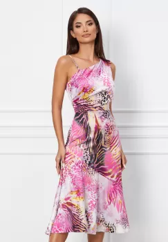 Rochie LaDonna roz cu animal print imagine