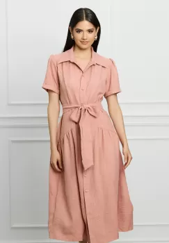 Rochie LaDonna roz prafuit cu cordon in talie imagine