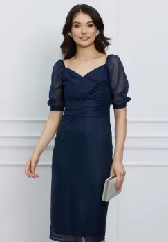 Rochie Larisa conica bleumarin din lurex imagine