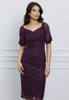 Rochie Larisa conica mov din lurex imagine