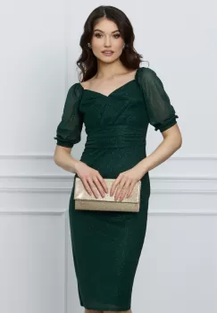 Rochie Larisa conica verde din lurex imagine