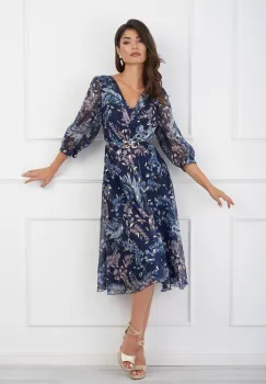 Rochie Leonard Collection bleumarin cu imprimeuri florale imagine