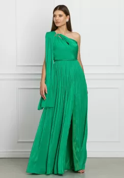 Rochie Leonard Collection lunga verde cu fir lurex imagine