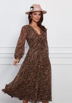 Rochie Leonard Collection maro cu zebra print imagine