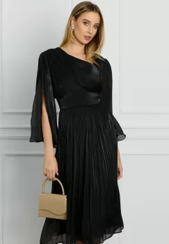 Rochie Leonard Collection neagra din voal cu reflexii imagine