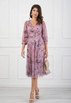 Rochie Leonard Collection roz cu imprimeuri florale imagine