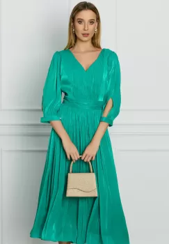 Rochie Leonard Collection verde din voal cu reflexii imagine