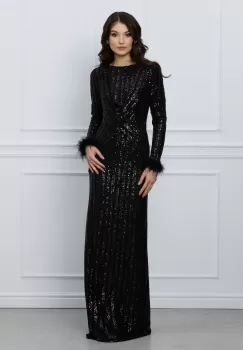 Rochie Madalina lunga neagra din paiete imagine