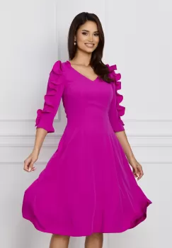 Rochie Mady fucsia cu volane pe maneci imagine