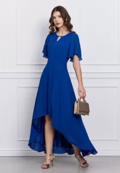 Rochie Mara albastra din voal cu lungime asimetrica imagine