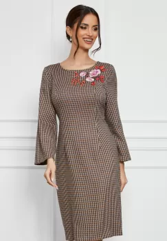 Rochie Mara maro cu imprimeu pepit negru imagine