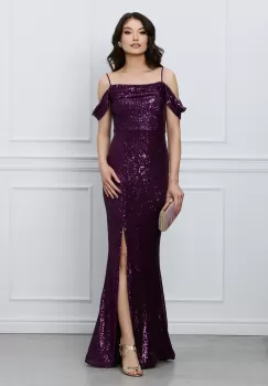 Rochie Mara mov lunga din paiete imagine
