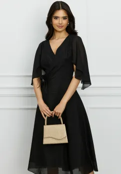 Rochie Mara neagra din voal cu fir lurex imagine