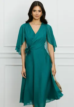 Rochie Mara verde din voal cu fir lurex imagine