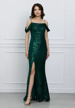 Rochie Mara verde lunga din paiete imagine