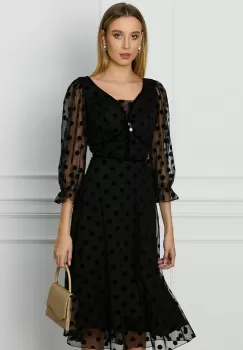 Rochie Maria neagra cu buline din catifea imagine