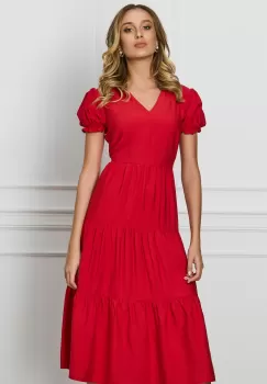 Rochie Maria rosie cu volane imagine