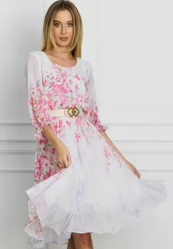 Rochie Marina lila cu imprimeu floral roz imagine