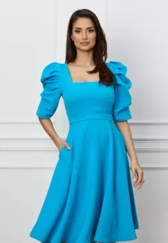 Rochie MBG albastra cu umeri bufanti imagine