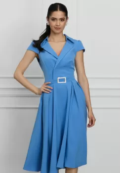 Rochie MBG bleu cu catarama stralucitoare in talie imagine