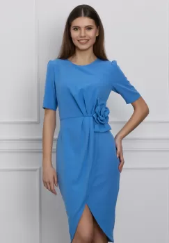 Rochie MBG bleu cu floare 3D in talie imagine