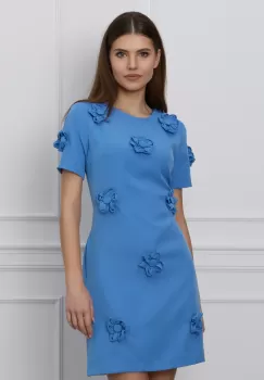 Rochie MBG bleu cu flori 3D imagine