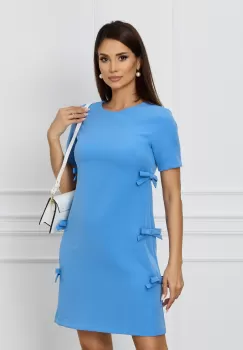 Rochie MBG bleu cu funde pe laterale imagine