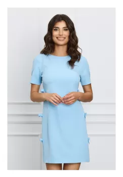 Rochie MBG bleu cu funde pe laterale imagine