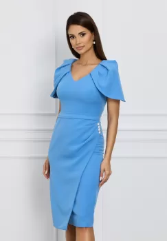 Rochie MBG bleu cu maneci lalea imagine