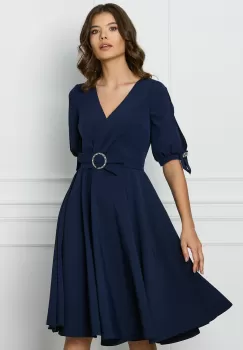 Rochie MBG bleumarin clos cu catarama in talie imagine