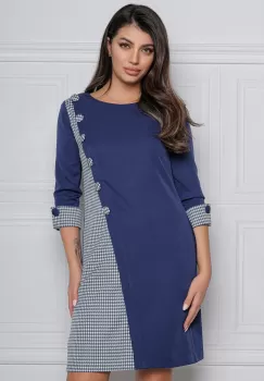 Rochie MBG bleumarin cu imprimeu picior de cocos imagine