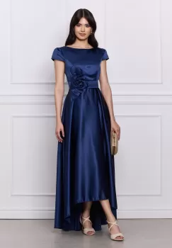 Rochie MBG bleumarin lunga cu floare in talie imagine