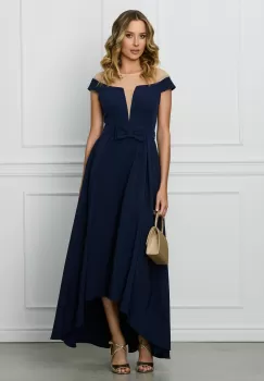 Rochie MBG bleumarin lunga cu funda in talie imagine