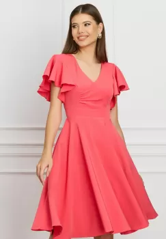 Rochie MBG corai cu volane la maneci imagine